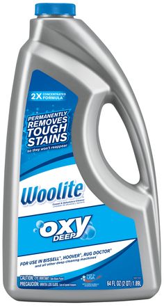 a gallon of woolite oxy deodorant cleaner on a white background