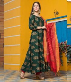 Embroidered Kurtis, Cotton Kurti, 5 To 7, Leaf Green, Neck Pattern