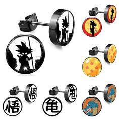 PRICES MAY VARY. 6 Pairs Anime Earrings Set: 6 Styles Stainless Steel Fake Ear Gauges Anime Earring with Unique Logo Design (No Duplicates) Mesurements: Anime Earring Gauge Size: 20G (0.8mm); Bar Length: 11mm; Fake Gauge Size: 0G (8mm); Environmentally friendly materials have no odor and hypoallergenic, light weight Illusion Jewelry: Fake Gauge Earrings Match the Look and Feel of 0G without Pain and Commitment Materials: Surgical Stainless Steel Fake Ear Gauge earrings are the Optimal Choice for Black Round Novelty Jewelry, Novelty Black Round Jewelry, Boy Fake, Black Earrings Men, Earring For Men, Faux Gauges, Men's Earrings, Anime Earrings, Fake Gauge Earrings