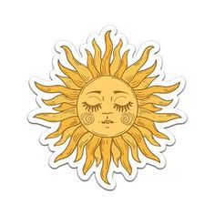 a sticker with the face of a sun