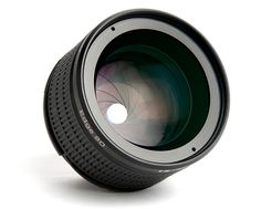 a close up of a camera lens on a white background