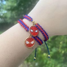 Spiderman Friendship Bracelets Adjustable Round Bracelet As Best Friend Gift, Adjustable Novelty Jewelry For Friendship, Handmade Adjustable Themed Bracelets, Adjustable Novelty Jewelry For Best Friend Gift, Novelty Wristband Bracelet As Gift, Personalized Themed Red Bracelets, Handmade Themed Adjustable Bracelets, Themed Red Bracelet For Friendship, Themed Personalized Red Bracelets