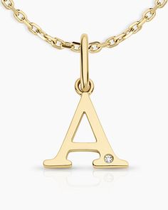 Personalize your layer with the Diamond Vintage Alphabet Charm Necklace. Crafted from 14k solid gold, this unique layer features a timeless alphabet charm on a solid gold chain - we love wearing ours with more solid gold chains for a fully layered look. Diamond Vintage Alphabet Charm Necklace in 14k Solid Gold, Women's by gorjana 14k Gold Yellow Monogram Charm Necklace, 14k Gold Monogram Charm Necklace In Yellow Gold, 14k Yellow Gold Monogram Charm Necklace, 14k Yellow Gold Initial Necklace With Charms, Fine Jewelry Yellow Gold Charm Necklaces With Initials, Vintage Alphabet, Earrings Stacking, Alphabet Charm, Alphabet Necklace