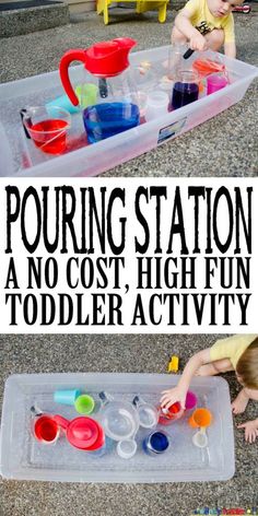 this is an easy toddler activity for pouring water