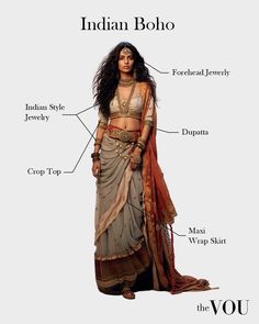 Indian Bohemian Fashion, Indian Fashion Evolution, Boho Indian Bride, Ancient Indian Women Clothing, Traditional Fashion Style, India Outfits Fashion, Boho Styling Outfits, Traditional Hindu Clothing, Desi Boho Outfits