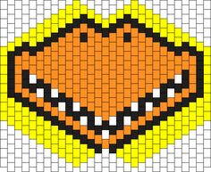 an orange and black heart made out of squares on a white background with yellow dots