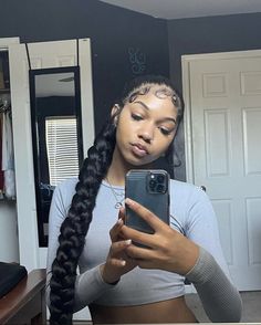 Weave Ponytail Hairstyles, Black Ponytail Hairstyles, Cute Box Braids Hairstyles, Quick Braided Hairstyles, Pretty Braided Hairstyles, Girls Hairstyles Braids, Mirror Pics, Slick Hairstyles