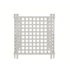 a white fence with lattices on the top and bottom, against a white background