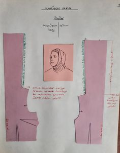 a drawing of a woman's head and neck on top of a piece of paper