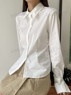 Waxed Eyebrows, White Shirts Women, Women Blouses, Button Front Shirt, White Shirts, Fashion Online Shop, Colorful Leggings, Online Fashion, All Fashion