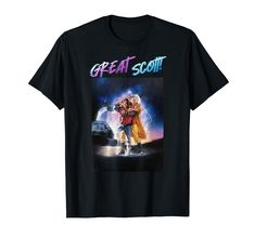 PRICES MAY VARY. Officially Licensed Back To The Future Apparel 18NVBF00035A-001 Lightweight, Classic fit, Double-needle sleeve and bottom hem Great Scott, Back To The Future, To The Future, Branded T Shirts, The Future, Top Styles, Fashion Branding, T Shirts, T Shirt