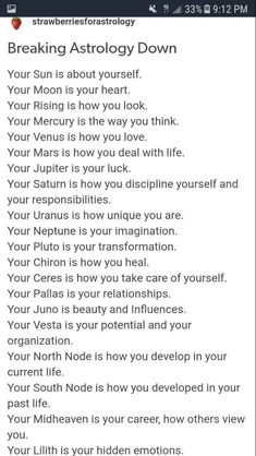 a text message that reads breaking astrology down