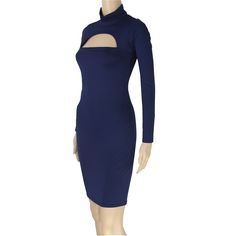 Gender: Women Dresses Length: Above Knee, Mini Silhouette: Sheath Season: Autumn Model Number: WX16116 Neckline: Turtleneck Waistline: Natural Style: Sexy & Club Material: Polyester,Cotton Sleeve Length(cm): Full Decoration: Hollow Out Pattern Type: Solid Blue Sheath Bodycon Dress For Night Out, Solid Color Fitted Dress With Cutout, Fitted Solid Color Cutout Dresses, Fitted Solid Color Dress With Cutout, Blue Slim Fit Party Dress, Blue Slim Fit Dress For Party, Fitted Solid Dress With Cutout, Knee-length Cutout Stretch Dress, Fitted Long-sleeve Mini Dress With Cutout