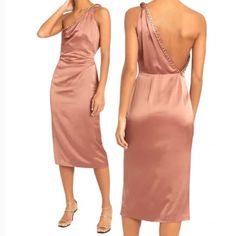 Adaline Satin Drape Chain Detail Dress, Blush Pictured Damage- Chain In One Section Detached- Still Falls Well When Worn/ Can Easily Be Fixed By A Seamstress Elegant Formal Dresses With Chain Strap, Elegant Party Dress With Chain Strap, Elegant Cocktail Dress With Chain Strap, Elegant Cocktail Dresses With Chain Strap, Elegant Backless Dress With Chain Strap, Backless Cocktail Dresses With Chain Strap, Glamorous Formal Dress With Chain Strap, Chic Cocktail Dresses With Chain Strap, Elegant Chain Strap Dress For Night Out