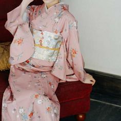 Pink Kimono | Eiyo Kimono Japanese Pants, Modern Kimono, Tabi Socks, Traditional Japanese Kimono, Pink Kimono, Japanese Shirt, Kimono Coat, Pink Cherry Blossom, Traditional Kimono