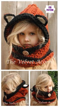 Crochet Fox Hood, Easy Crochet Fox Pattern Free, Fox Childs Scarf Crochet, Fox Headband Crochet, Fox Beanie Crochet Pattern, Fox Hat Crochet Pattern Free, Hooded Crochet Pattern Free, Fox Beanie, Fox Clothes