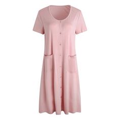 Nightdress Shortsleeve Button Down Regular Plus size Womens Sleepwear Alwyn Home Color: Pink, Size: S | Alwyn Home Womens Sleepwear Short Nightgown Button Down Pajama Nightshirt Housedress S-XXL 34.0 H x 44.0 W in Pink | Wayfair Womens Sleepwear, Plus Size Baddie Outfits, House Clothes, Pajama Dress, Night Dress For Women, House Dress, Print Pajamas, Button Dress, Night Shirt