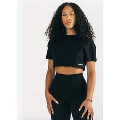 New Alphalete Heavy Cotton Dropped Shoulder Crop Top Tee In Black Nwt Cotton Signature Heavy Cotton Fabric Blend Crew Neck With Straight Hemline Oversized Fit With Dropped Shoulder Sleeve Style Alphalete Core Wordmark Embroidered Along Lower Left Hem Size: Xxxl I Love A Good Offer No Trades, No Holds Bundle Items For Discount Thanks For Checking Out My Closet E13