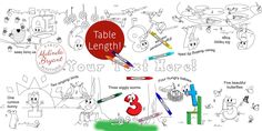 an image of children's artwork with the words table length written in red and white