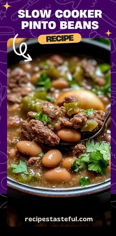 the recipe for slow cooker pinto beans is shown