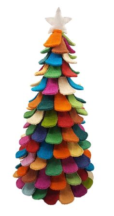 a multicolored felt christmas tree ornament