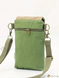 Bird in Bag - Stylish Mini Fabric Crossbody Bag with Color Contrast and Vintage Letter Patch Decoration - Multi-Functional Cell Phone Bag for Women, 3-Layer Design, Two Tone Flap and Fashionable Shoulder Coin Purse included Green Crossbody Shoulder Bag, Versatile Green Portable Shoulder Bag, Casual Portable Khaki Shoulder Bag, Casual Khaki Shoulder Bag, Portable Crossbody Canvas Bag For Daily Use, Casual Green Portable Phone Bag, Multifunctional Green Shoulder Bag For Daily Use, Green Crossbody Bag With Pockets, Practical Green Portable Bag