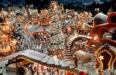 an elaborate christmas display with lights and decorations