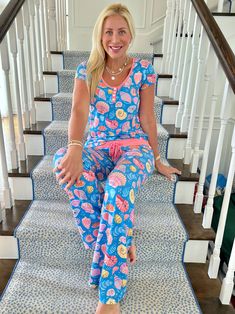 Last Call for these adorable jammies! Made in our signature fabric, these jammies will instantly be your new favorite! The colors are beautiful & the fit is fabulous! Why shouldn't you look your best when you're sleeping!! They are the perfect pair to be cute & cozy! Featuring our signature wide leg pants & short sleeve top, this set is the perfect pair of pjs to wear! These pajamas fit true to size. I am wearing a medium. Size Recommendations: Small: 0-4, Medium: 6-8, Large: 10-12, XL: 14-16, 2 Comfy Pjs, Plank Challenge, Loungewear Set, Pajama Set Women, Look Your Best, Last Call, Preppy Outfits, Stylish Women, Leg Pants