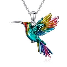 PRICES MAY VARY. 🌸【DESIGN INSPIRATION】The hummingbird symbolizes joy, adaptability, and resilience, making it a meaningful gift for a loved one. The enamel work expertly showcases the intricate patterns of the hummingbird's feathers in a captivating contrast with sterling silver. 🌸【PREMIUM MATERIAL】Crafted from sterling silver, this hummingbird necklace is built to last with its brilliant shine and luster. Its hypoallergenic properties make it perfect for individuals with sensitive skin. 🌸【ME Hummingbird Feather, Flying Hummingbird, Necklace For Mother, Hummingbird Necklace, Sterling Silver Owl, Peacock Necklace, Hummingbird Pendant, Owl Pendant Necklace, Bird Pendant