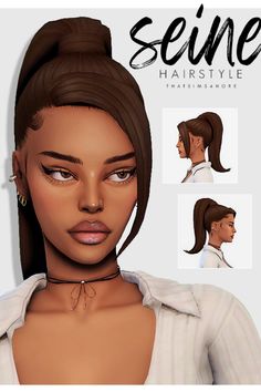 an animated image of a woman's face with different hairstyles and hair accessories