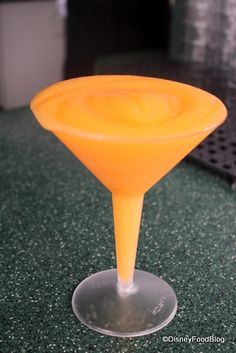 an orange cone sitting on top of a counter