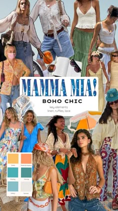 Mamma Mia Outfit Inspo for Women travelling to Greece or for women who just wants to unleash their inner dancing queen 20th Birthday Dress, Dream Summer Aesthetic, Mama Mia Birthday, Greek Dinner Party, Mamma Mia Theme, Abba Party