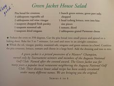 a recipe for green jacket house salad with instructions