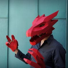 Dragon Head V2 - Wintercroft
 - 1 Low Poly Mask, Mascaras Halloween, Dragon Mask, Printable Masks, Mask Template, Diy Halloween Costume, Make Your Own Card, Children's Mask, Costume Masks