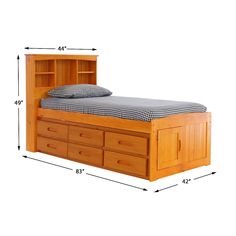 DISCOVERY WORLD FURNITURE HONEY TWIN SIZE CAPTAINS BED Custom Kids Furniture Twin Captains Bed, Captains Bed, Twin Trundle Bed, Twin Trundle, Bookcase Bed, Bunk Beds With Storage, Bookcase Headboard, Bed Shelves, Full Bunk Beds