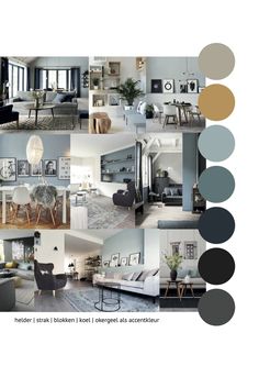 a collage of photos with different furniture and decor items in greys, neutrals, and browns