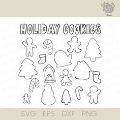 the holiday cookies svg files are available for use in crafts, cards and more