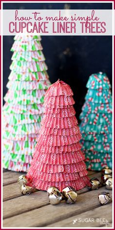 how to make simple cupcake liner trees for christmas or new year's eve