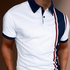 Season:Summer; Fabric:Polyester; Sleeve Length:Short Sleeve; Look After Me:Wet and Dry Cleaning,Washable; Gender:Men's; Style:Comfortable,Fashion,Basic; Elasticity:Micro-elastic; Tops Type:Golf Shirt,Polo Shirt; Occasion:Holiday,Casual; Fit Type:Regular Fit; Pattern:Color Block; Design:Button; Neckline:Classic; Listing Date:03/21/2023; Bust:; Length:; Shoulder Width: White Buttoned Polo Shirt For Summer, White Polo Shirt With Polo Collar For Summer, White Polo Shirt For Summer, White Collared Polo Shirt For Summer, White Summer Polo Shirt, White Collared Shirt For Summer, Red Polo Collar Shirt For Summer, White Polo Collar Top With Buttons, Fitted White Button-up Polo Shirt