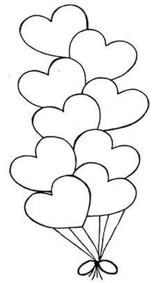 a bunch of heart shaped balloons in the shape of a bouquet on a white background