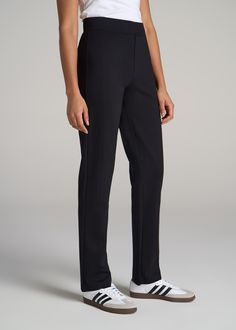 Chic Redefined: Women's Tall Dress Pants Slim Dress Pants with a Perfect Fit Introducing the Pull-on Slim Dress Pants for Tall Women – your new wardrobe essential that combines elegance with comfort. Crafted from a blend of rayon, nylon, and spandex, these extra-long women's dress pants offer a flattering high-rise, slim-fit silhouette that elongates and enhances. The pre-washed fabric ensures no shrinkage, guaranteeing a perfect fit wash after wash.• High rise and slim fit for a sleek, elongate Pants For Tall Women, Slim Dress Pants, Women's Dress Pants, Tall Dress, Womens Black Pants, Tall Dresses, Slim Dress, Slim Dresses, Black Dress Pants