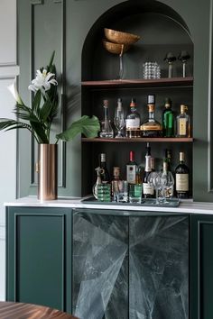 5 Tips for Designing the Perfect Home Bar Bar Cabinet Color Ideas, At Home Wine Bar, Home Bar Wall Ideas, Home Bar Nook, Small Bar Ideas For Home, Corner Bar Ideas, Bar Wall Ideas, Bar Room Design, Home Mini Bar