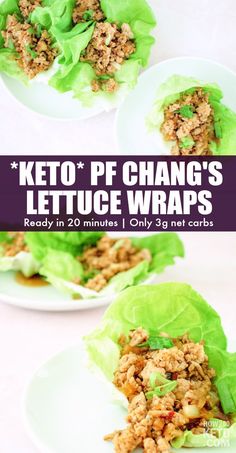 keto pf change's lettuce wraps on white plates