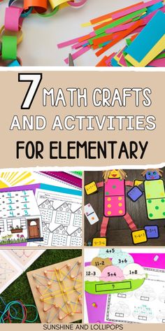 seven math crafts and activities for elementary