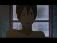 an animated image of a naked woman in front of a window looking at the camera