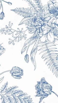 a drawing of flowers and leaves on a white background with blue pen writing in the bottom right corner