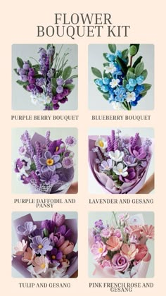 the flower bouquet kit includes different types of flowers