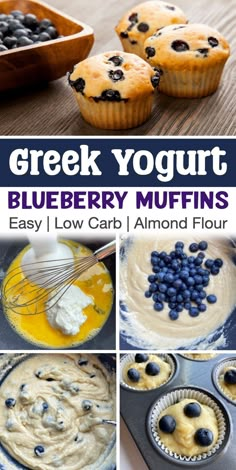 greek yogurt blueberry muffins are an easy, low carb dessert