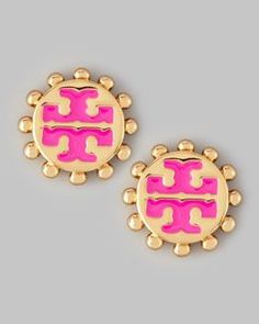 Need!  Y1NM4 Tory Burch Winslow Enamel T-Logo Stud Earrings, Pink Body Sparkles, Louboutin Kate, Christian Louboutin Kate, Earrings Pink, Glitz And Glam, Jewelry Inspo