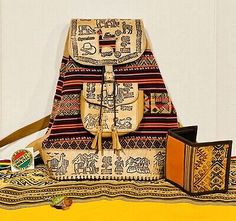 Traditional Travel Backpack, Traditional Rectangular Backpack For Travel, Brown Travel Bag With Weaving Work, Brown Weaving Work Travel Bag, Pocket With Zipper, Packaging Material, Bolivia, Leave In, Exterior Colors